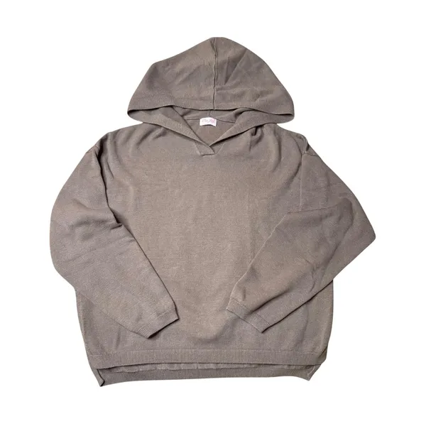 Pink Lily Chocolate Brown Acid Wash Oversized V Neck Hoodie Small - Image 5