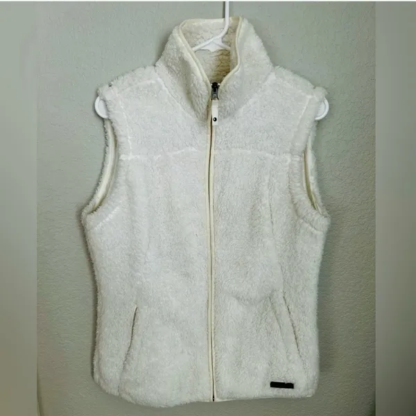 Free Country Cream Fleece Vest Women’s Medium Cozy Soft Zip Front Layer Jacket - Image 3