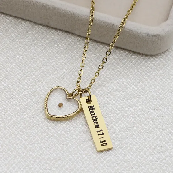 Mustard Seed Heart Necklace Gold - Image 3