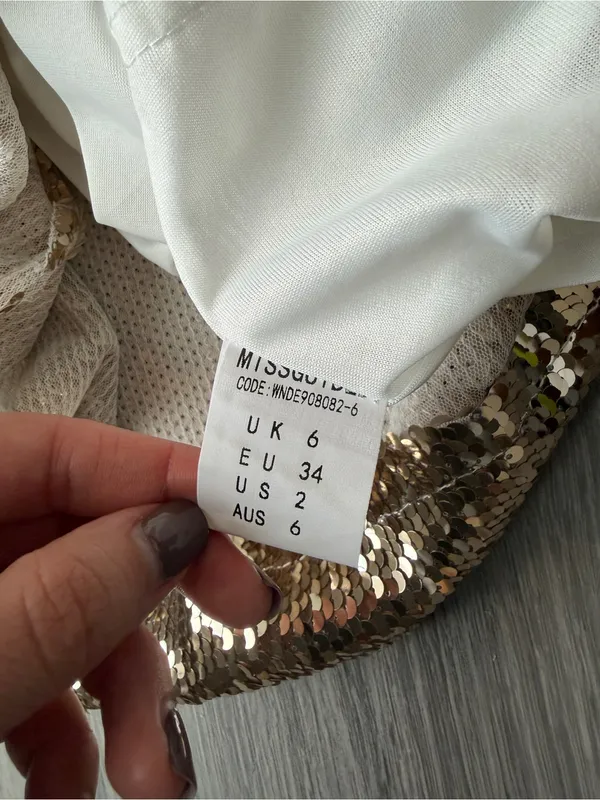 Missguided One Shoulder Gold Sequined Mini Dress Size 2 - Image 7
