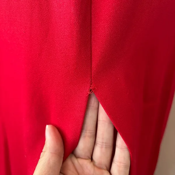 Vintage Solid Red Sleeveless Full Length Strappy Rhinestone Formal Dress - Image 7