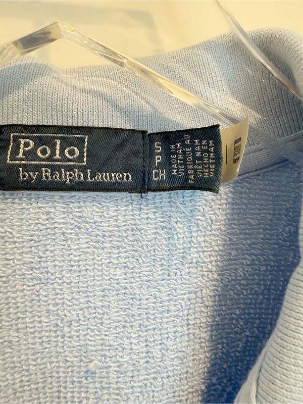 POLO RALPH LAUREN Polo Collared Sweatshirt in Baby Blue size Small Preppy - Image 5