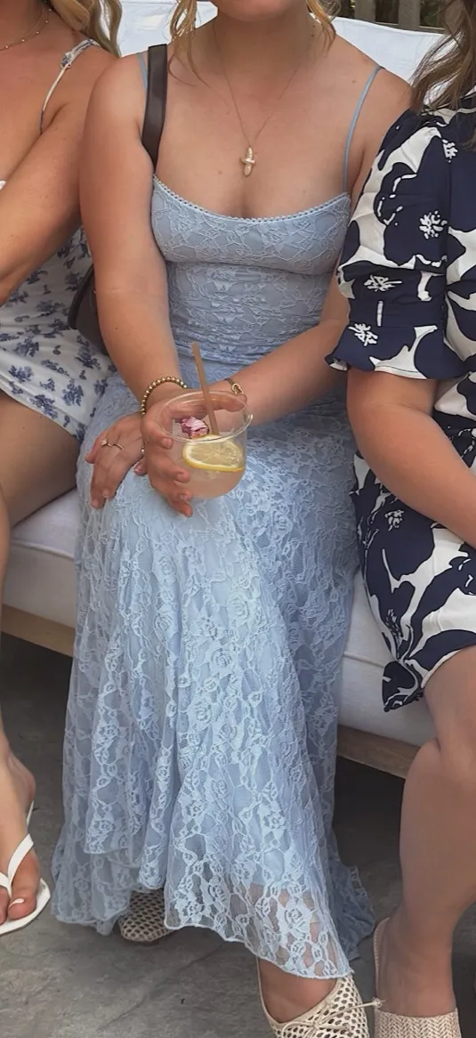 Opal and Oak Boutique Baby Blue Lace Dress - Image 3