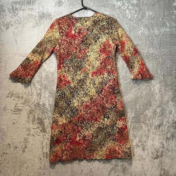 Vintage 90s Brocade Lace Floral Dress Whimsical Dark Fairy Cottagecore Sz Medium - Image 8