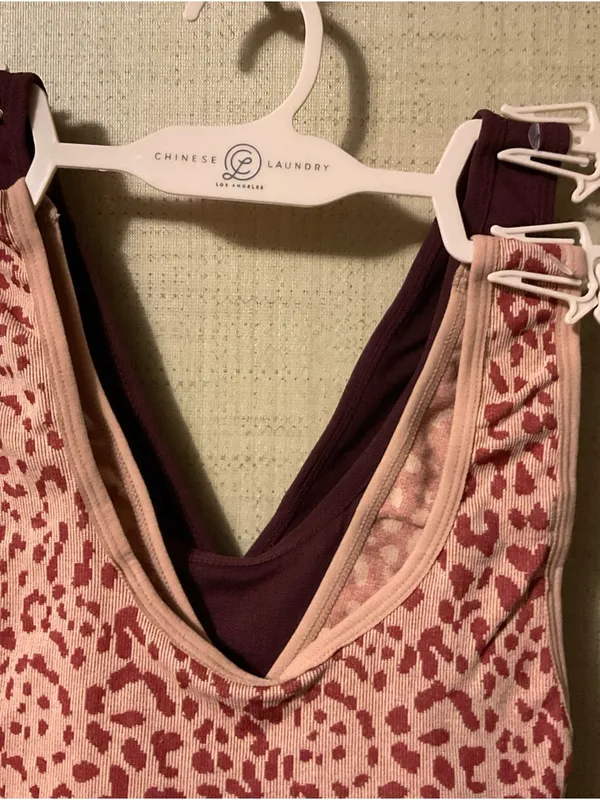 Chinese Laundry Pink Leopard & Burgundy Seamless Tank Duo - Image 2