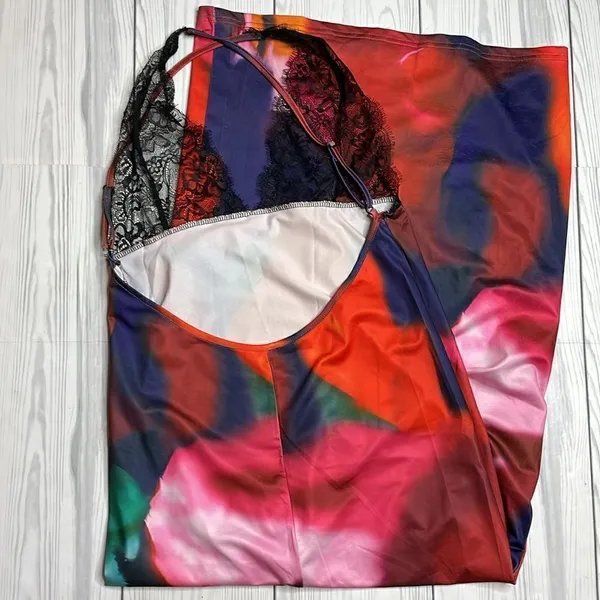 New Tie Dye and Lace Maxi Dress Large - Image 5