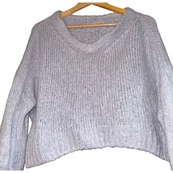 Reformation Wenda Merino Wool Alpaca Blend Crop Sweater Women's M Gray Soft Cozy - Image 2