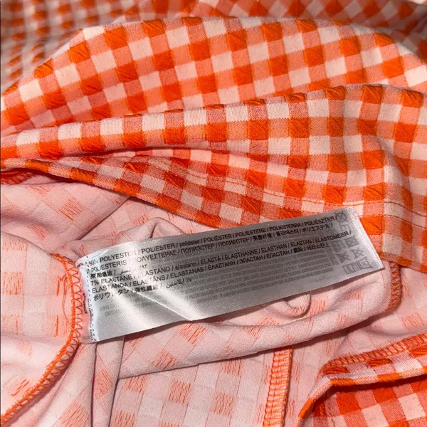 NWT NNG Mango Vichy Check Dress Gingham Orange Stretch - Image 11