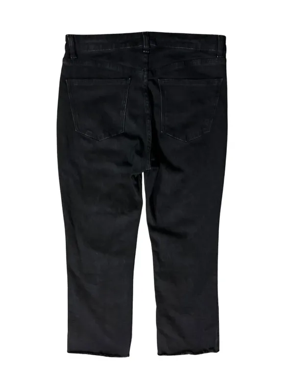 Zara Womens 10 Black Cropped Straight Leg Jeans Raw Hem High Rise Used - Image 4