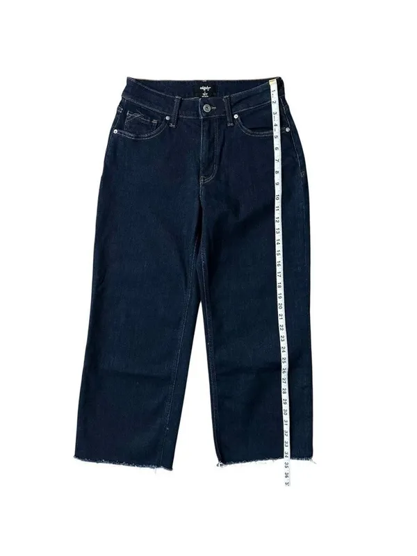 edgely by Maurices Original Fit High Rise Wide Leg Crop Raw Hem Jeans Size 4 - Image 10