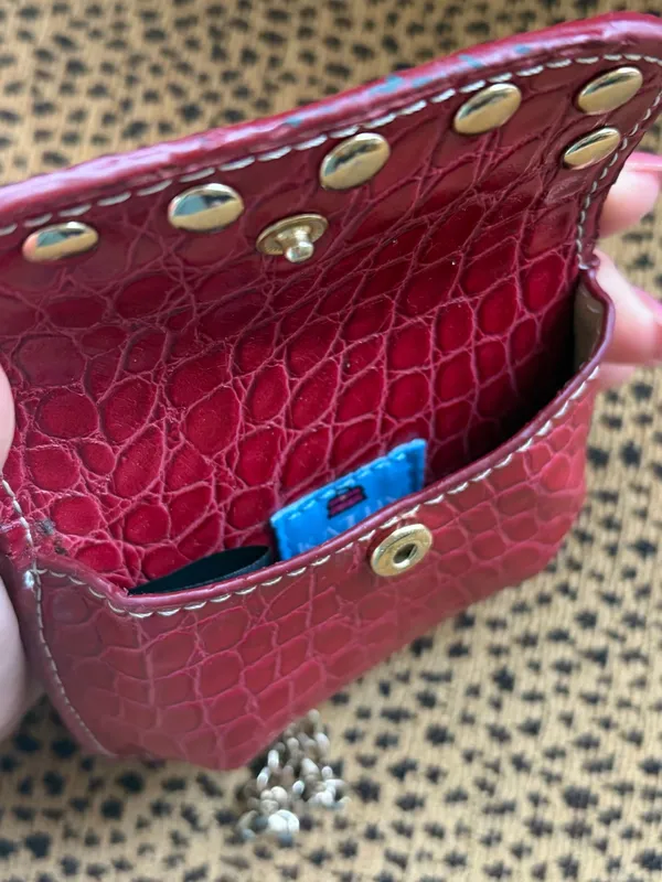 Kathy Van Zeeland Red Keychain Coin Purse - Image 3