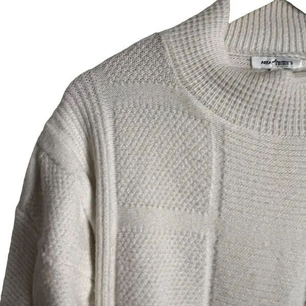 Area Stars White Open Back Knit Long Sleeve Mock Neck Sweater Mini Dress Size M - Image 7
