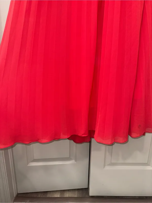 BHLDN Rosie High-Neck Pleated Chiffon Maxi Dress Red Gown Size small - Image 8