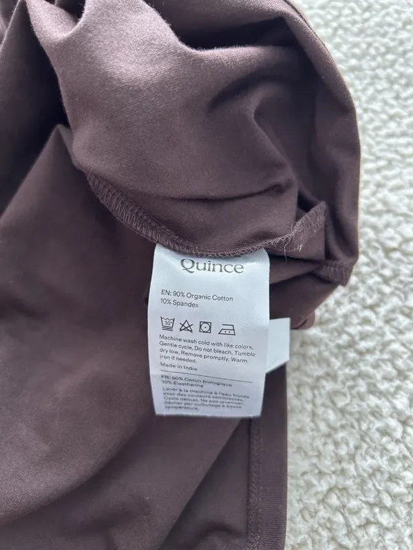 Quince Stretch Cotton Jersey Mock Neck Mini Dress Espresso Brown Sz M - Image 7