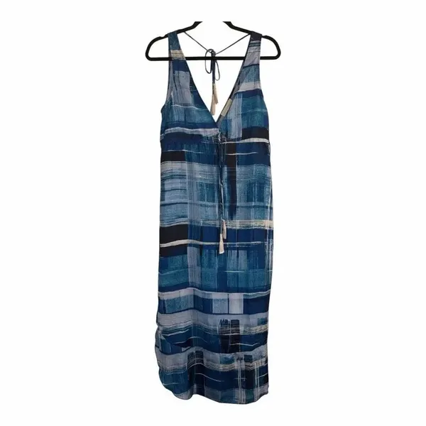 ✨LOVESTITCH Blue Watercolor Print V-Neck Midi Sz Sz Medium Dress✨ - Image 2