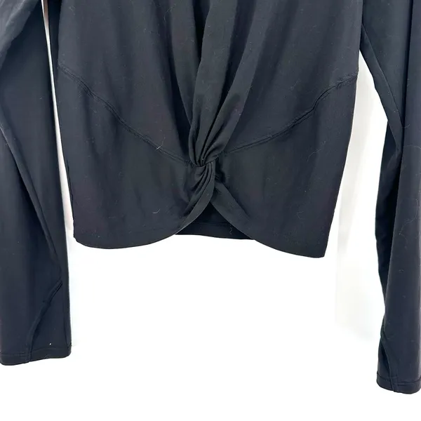 Athleta Size Small Top Black Long Sleeve Cropped Twist Yoga Gym‎ Running Active - Image 3