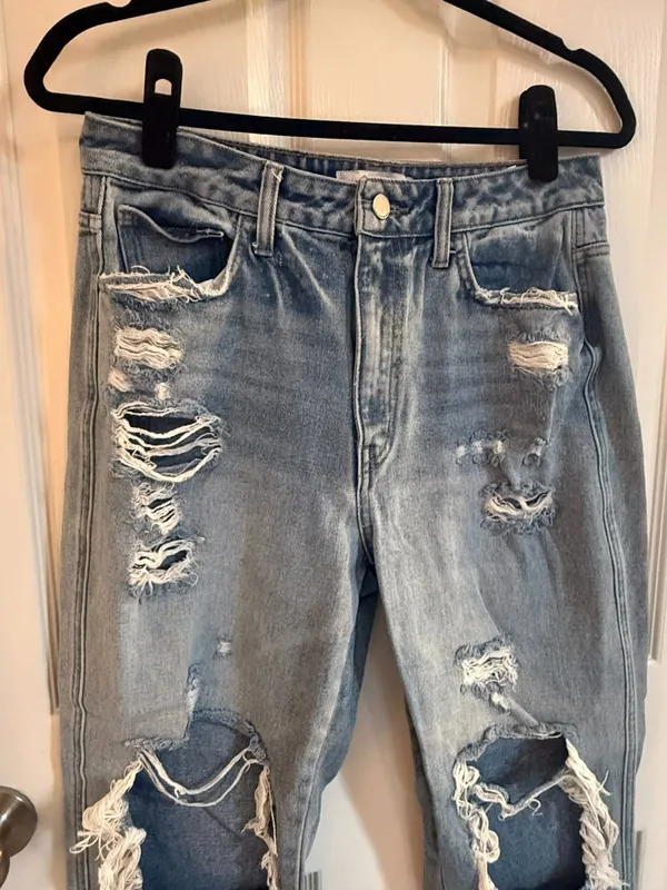 Flying Monkey 29 High Rise Straight Distressed Jean Denim - Image 3