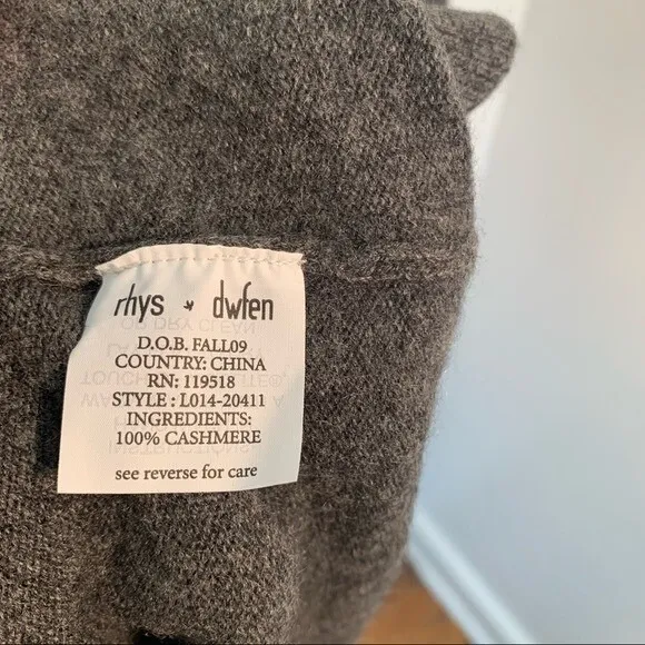 Rhys Dwfen Women's Size Small Wrap Cardigan Sweater Dark Gray 100% Cashmere - Image 9