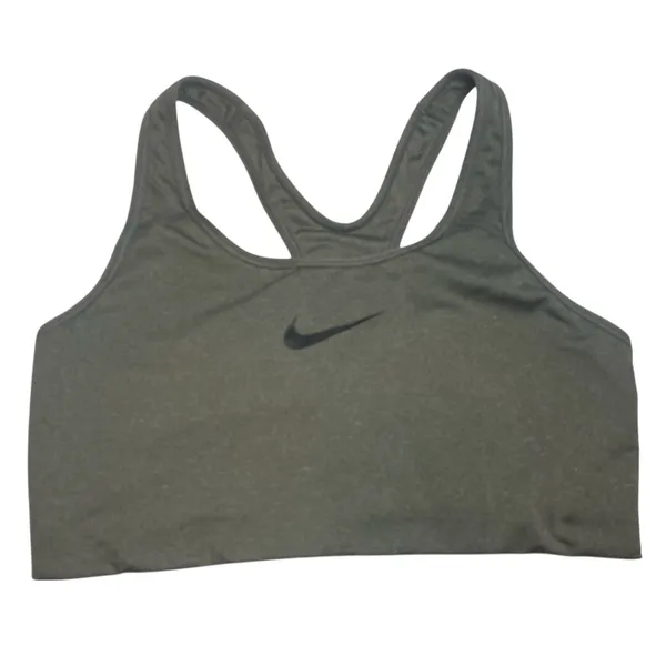 Nike Dri Fit Racerback Swoosh Sports Bra Women's Size M Gray Athleisure - Image 2