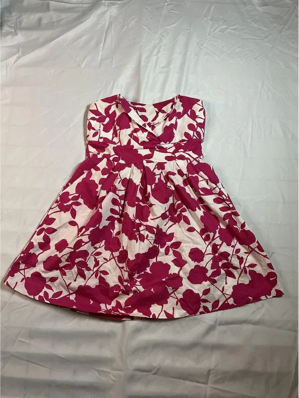 Corey Lynn Pink and White Floral Dress Size 16 - Image 4