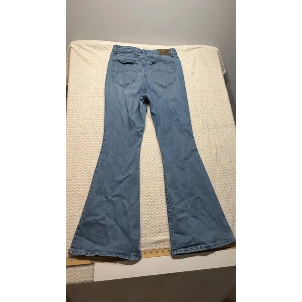 Lee Womens High Rise Flare Jeans Light Wash Blue Denim Size 32 - Image 2