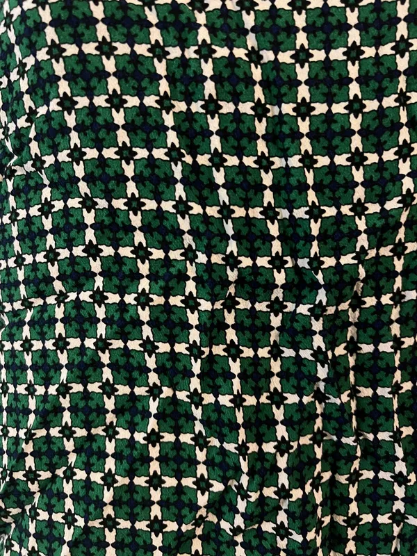 H&M Shirt Womens Small Green White Geometric Print Short Sleeve Keyhole Blouse - Image 4
