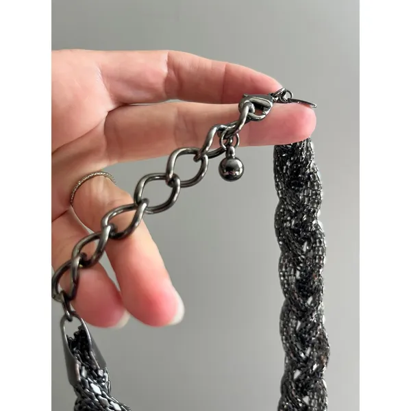 EXPRESS Vintage Y2K Braided Mesh Chain Necklace Statement Women's Cyberpunk Edgy Jewelry - Image 4