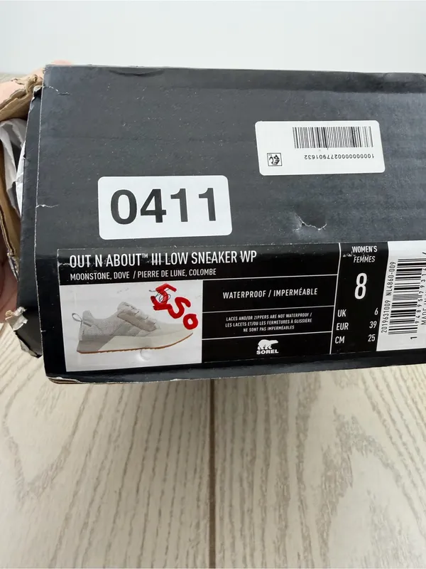 Sorel Women's Out N About III Waterproof Low-Top Sneaker US8 Moonstone Dove $110 - Image 8