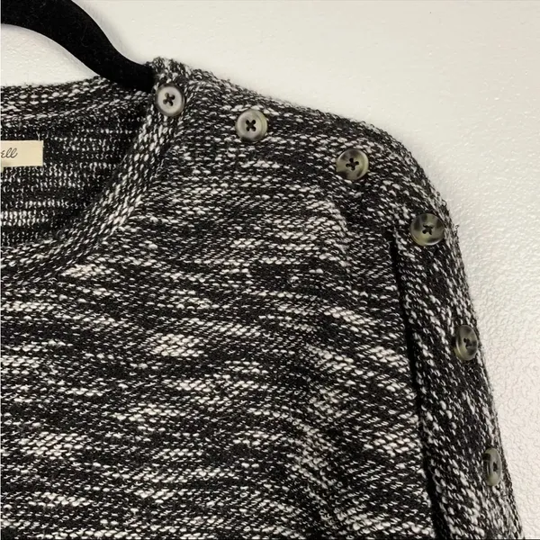Madewell Womens Button‎ Shoulder Wide Sleeve Black Marbled Sweater - Image 4