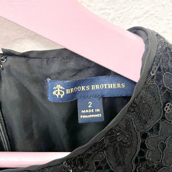 Brooks Brothers Black Short Sleeve Cocktail Sequins Dress 2 Elegant Timeless - Image 3