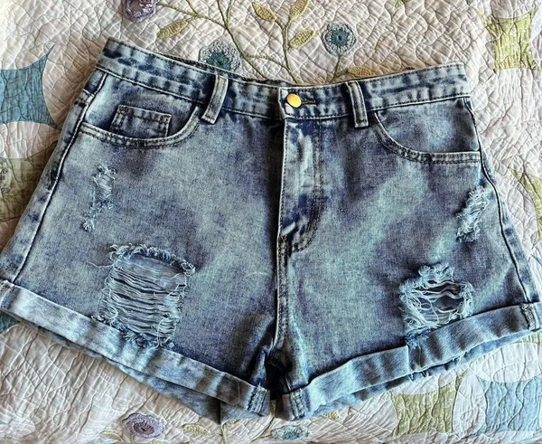 Distressed Jean Shorts Blue Size M - Image 2
