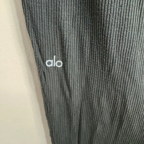 Alo Yoga Super Soft Ribbed Jogger Sweatpants Forest Green Grey Lounge Pants - Image 4