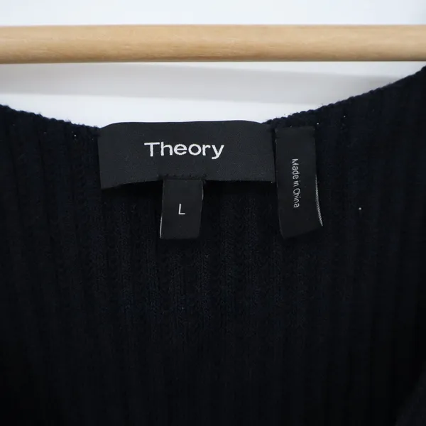 Theory IWG Reversible Sweater Shell Black Ribbed V-Neck Tank Top Size L - Image 2
