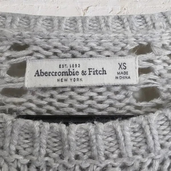 Grey Abercrombie & Fitch Women's Open Cable Knit Sweater Size XS - Image 2