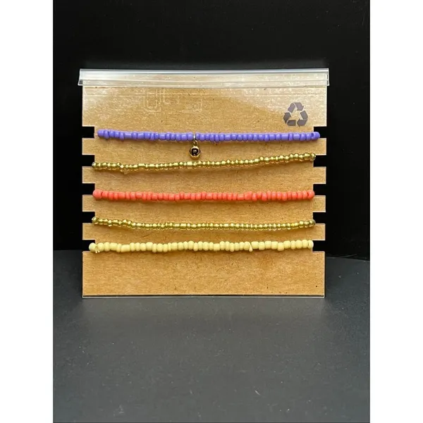 New RACHEL Rachel Roy Gold Tone 5 Piece Inspirational Bead Stretch Bracelet Set - Image 2