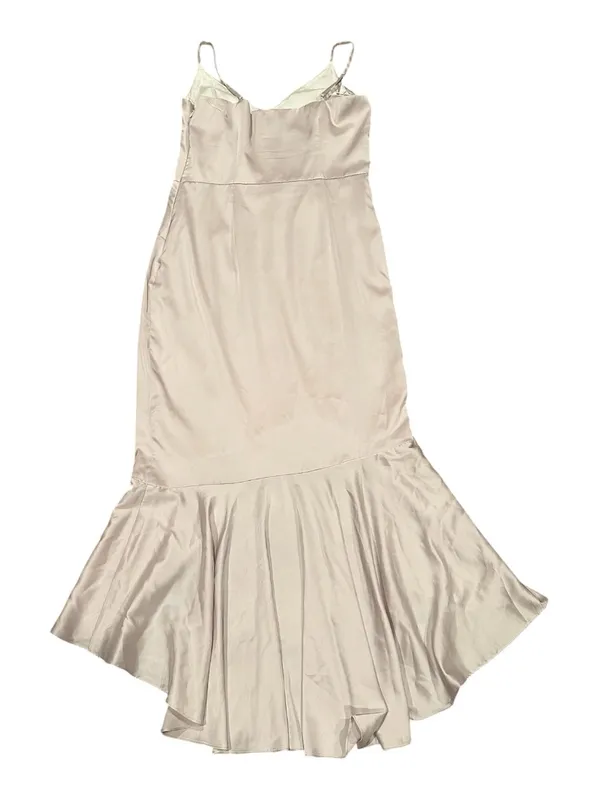 Chi Chi Minka Satin Slip Dress Long Bias Cut Blush Champagne Color Uk 14 - Image 4
