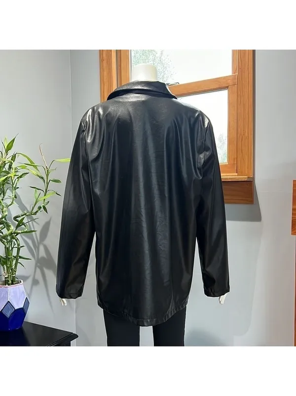 SheIn Black Faux Leather Jacket Women's Large - Image 3