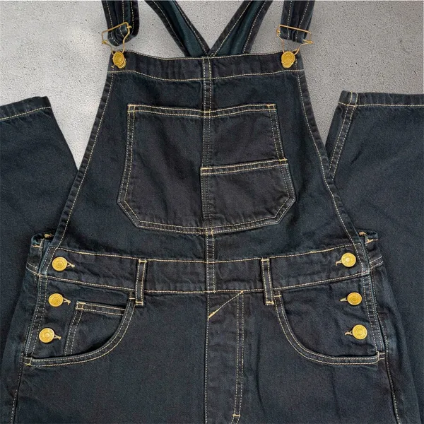 Free People We The Free Ziggy Denim Overalls Women's S Navy Straight Leg Relaxed - Image 8