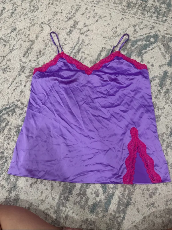 Victoria’s Secret Satin Lace Trim Slip Dress XXL Purple Pink NWT - Image 3