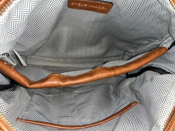 Steve Madden Brown Faux Leather Satchel Crossbody Bag Studded Boho Tote - Image 7