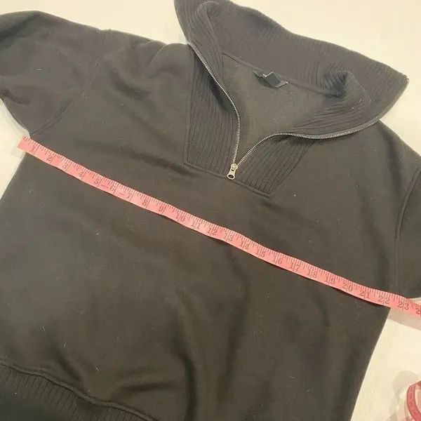 Rae Mode Black Half Zip Ribbed Pullover Sweatshirt Women’s Size Small Oversized - Image 6