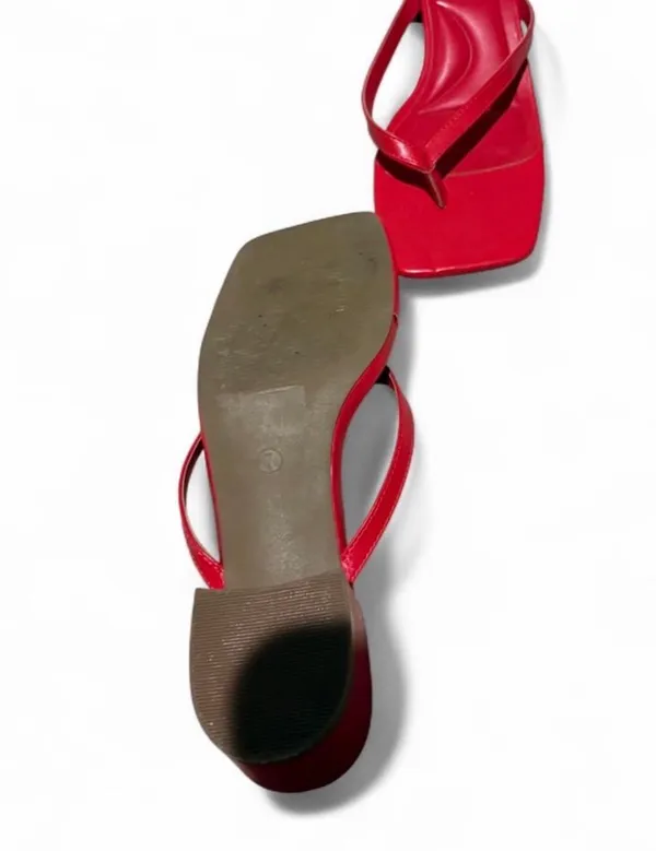 Red Block Sandal Heels Size 7 - Image 4