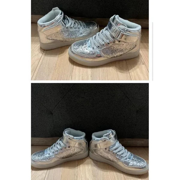 Sneakers‎ women's 7.5 sparkle silver high tops ODEMA - Image 2