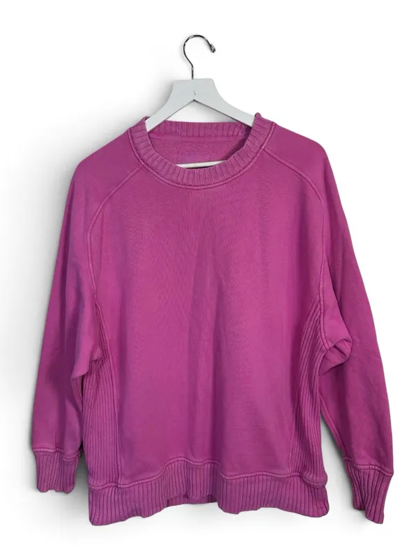 Aerie Down-To-Earth Crew Sweatshirt in Fuchsia Pink W2489 Sz XS - Image 4