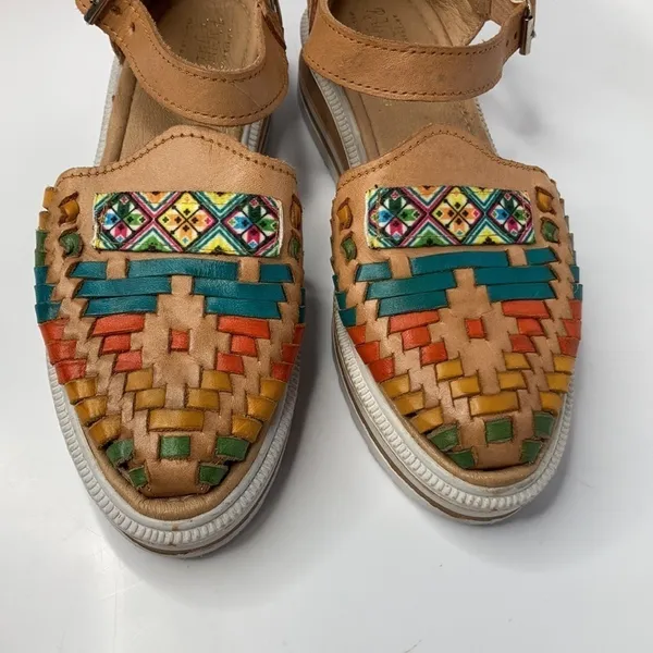 Raguer multi colored platform‎ Huraches size 6 Tan - Image 2