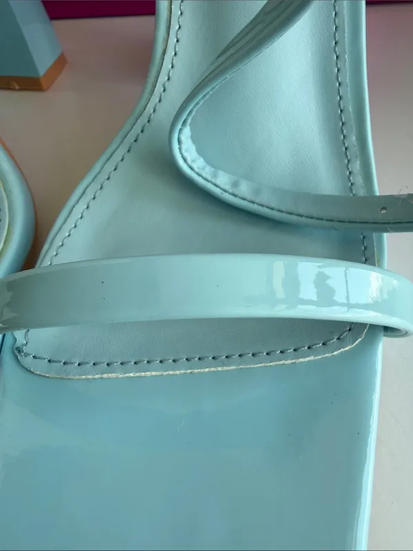KAYLEEN By Los Angeles Pastel Blue Strappy Block Heel Sandals - Image 4