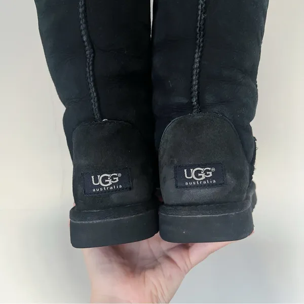 UGG • Classic Tall Sheepskin boots black shearling sherpa suede knee winter 5815 - Image 9