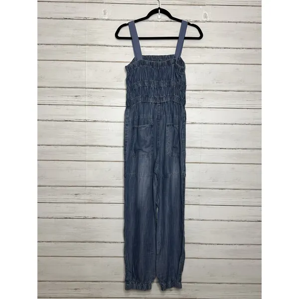 Elan Tenny The Tencel Jumpsuit Blue Women's Medium Pockets Drawstring - Image 3