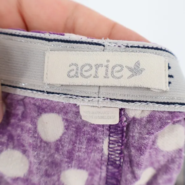 Aerie Mini Shorts Womens S Purple Polka Dot Pleated Elastic Waist Low Rise - Image 2
