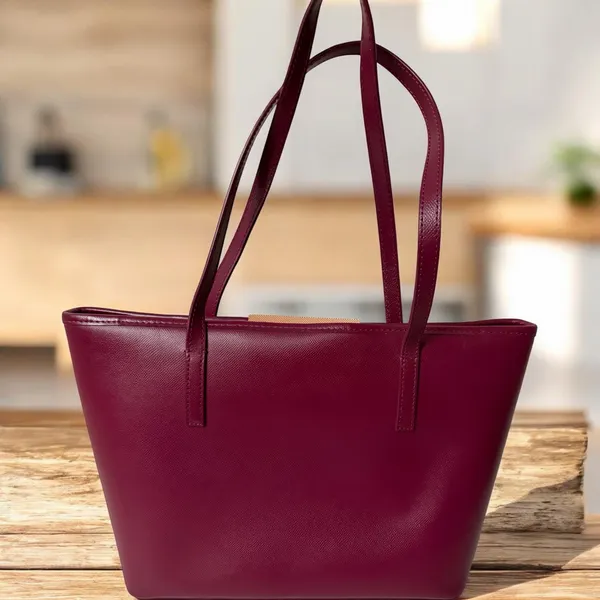 Ted Baker Burgundy Tote Bag Large Structured Shoulder Handbag - Image 4